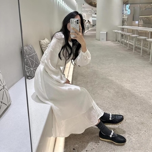配裙子芭蕾舞鞋 法式 一字带粗跟单鞋 复古玛丽珍鞋 女2025新款