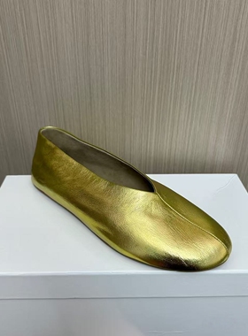 羊皮版~小众row风金色芭蕾舞单鞋女软皮软底气质软皮小金鞋奶奶鞋