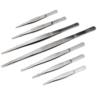 医用镊子敷料镊夹子拔毛手工园艺假睫毛不锈钢加厚防滑圆弯头镊