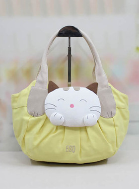 ESQ纯棉帆布包可爱大脸猫手拎包女包*81127