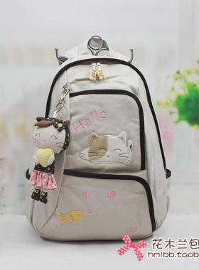 【ESQ正品】哈喽猫纯棉布包*学生书包双肩包36026（纯棉内衬）