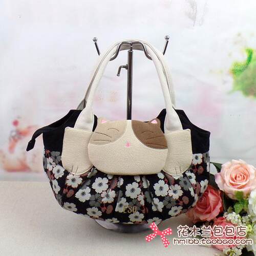 esq纯棉帆布包可爱手拎包女包