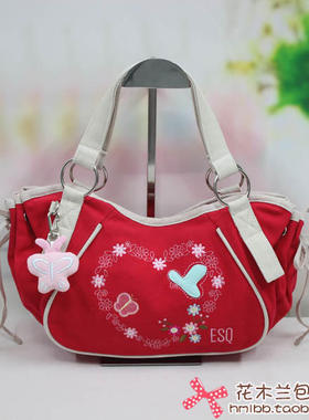 ESQ正品纯棉帆布包女包*蝶恋花小手拎包*60375