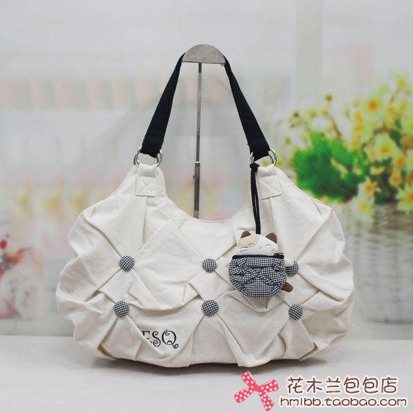 包邮【ESQ正品】纯棉帆布包猫咪女包*大单肩包旅行包70953