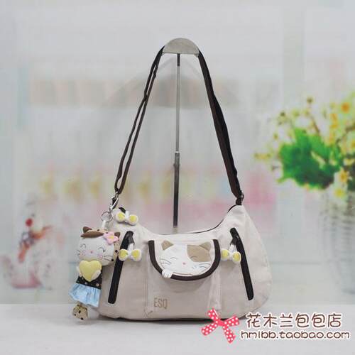 包邮ESQ纯棉帆布包猫咪女包斜挎包71344 - 封面