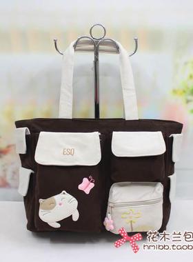 ESQ捉蝶猫纯棉女包*多口袋大单肩包60248