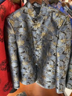 男装上衣 唐装装饰 礼品 南京云锦 黄色纯手工精品真丝套装服装