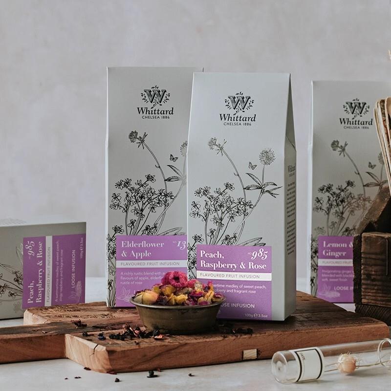 Whittard茶 唯廷德英国进口玫瑰花蜜桃覆盆子花果调味茶茶叶100克
