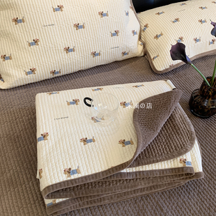 双面可用牛奶绒床盖一面绒一面纯棉全棉榻榻米加厚床单3米大床盖