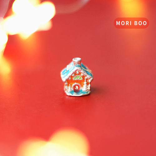 猫哩卟可爱圣诞小雪屋925银串珠节日beads潘家手链手镯通用珠子