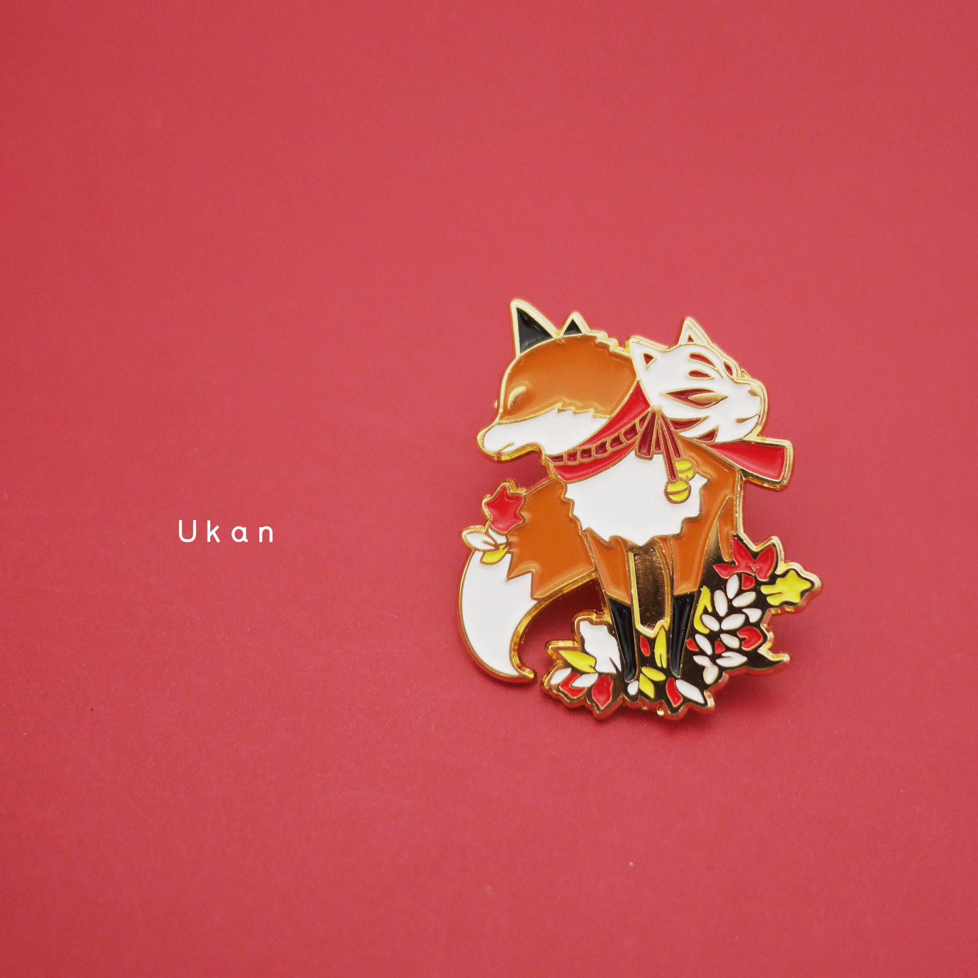 有看日系卡通神社狐狸守护面具祭典日本小众设计闺蜜情侣徽章胸针