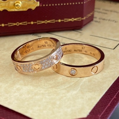 18k金镀金情侣对戒女轻奢流行love镶钻满天星白金戒指送人男指环