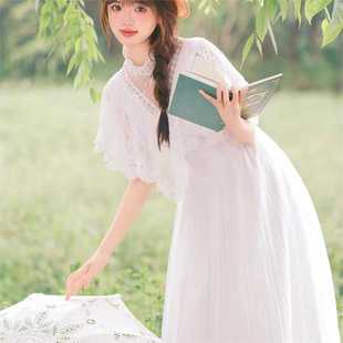 女成人连衣裙夏新款短袖在逃公主穿搭婚纱礼服孕妇照大码写真洋裙