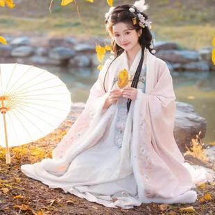 洛月兔套装汉服女魏晋风襦裙冬季加厚保暖古风斗篷套装甜美唐代