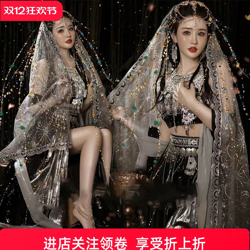 敦煌风汉服女哈尼异域风情西域大漠公主西双版纳傣族拍照写真