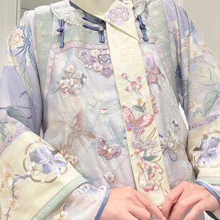 清汉女宫廷风马甲国风旗服套装复原格格服清代宫装旗袍两件套古装