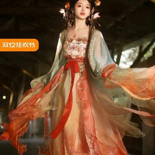 齐胸裙飘逸古风超仙锦鲤牡丹刺绣诃子裙大袖 汉服女2025新款 夏季