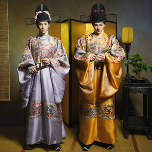 原创汉服 玉麒麟 明制圆领袍汉服男款织金妆花国风婚礼主持官服黄