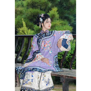 汉服徽商女夏新款古风紫色日常清代晚清正圆晋商少奶奶马面裙套装
