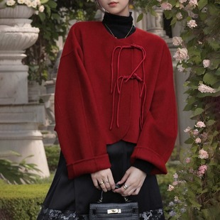 新中式国风套装裙女穿搭盘扣上衣马面裙两件套秋冬款红色外套过年