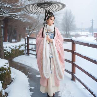 汉服明兰连衣裙秋冬新款女郡主加绒雪中超仙古风大袖衫外套古装服