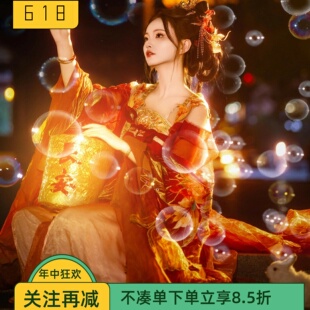 女齐胸襦裙重工刺绣日常超仙汉服套装宫廷旅拍红色重工东宫太子妃