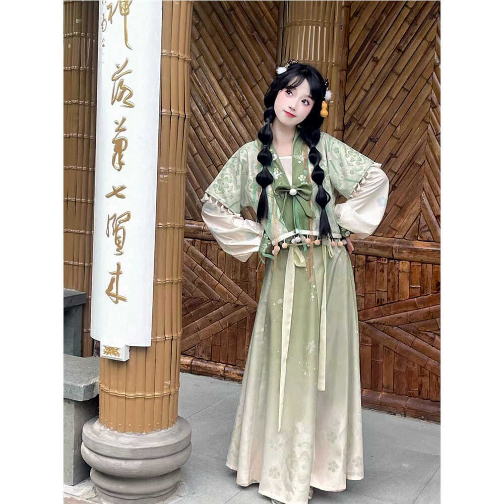 赵灵儿古装汉服女唐褙套装成人汉元素中国潮显瘦新中式闺蜜写真