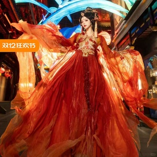 凤凰火汉服女大袖 连衣裙古风诃子裙女唐制飘逸重工国风齐胸襦裙 衫