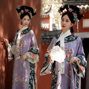 宫廷风清朝服贵妃故宫旅拍套装 清朝女中国风氅衣格格服旗装 新中式