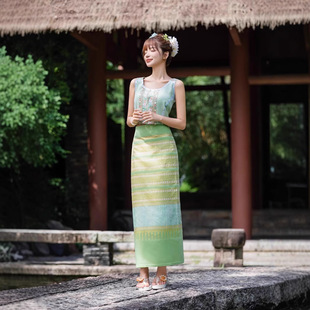 无袖傣族服装筒裙套装西双版纳德宏芒市泼水节成人女装夏季新款