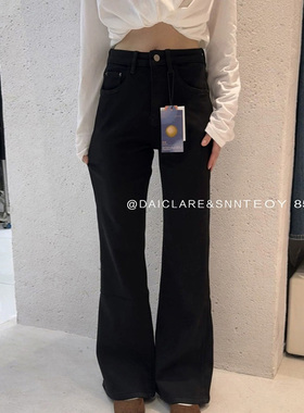 代嘉儿daiclaire森调85916早冬特绒牛仔裤高腰弹力直筒喇叭裤女