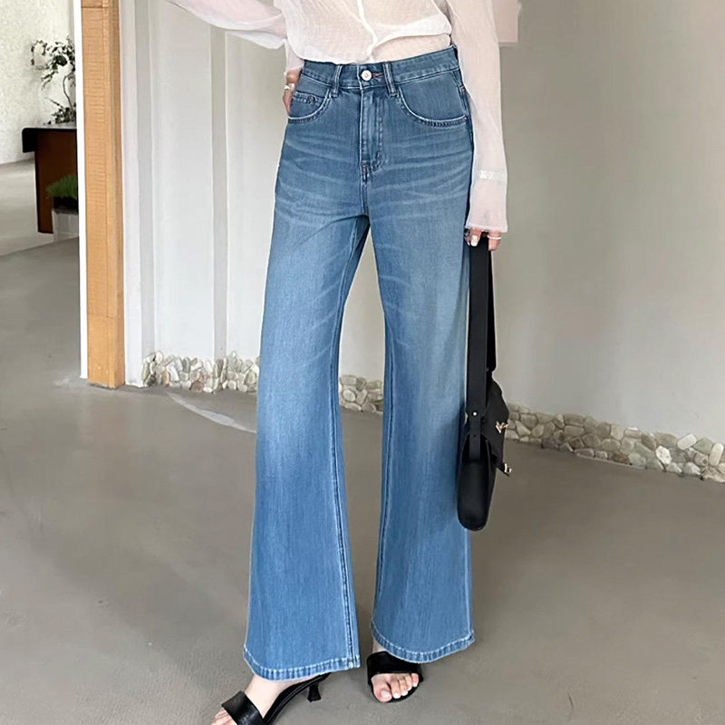 代嘉儿高腰直筒弹力显瘦阔腿裤女