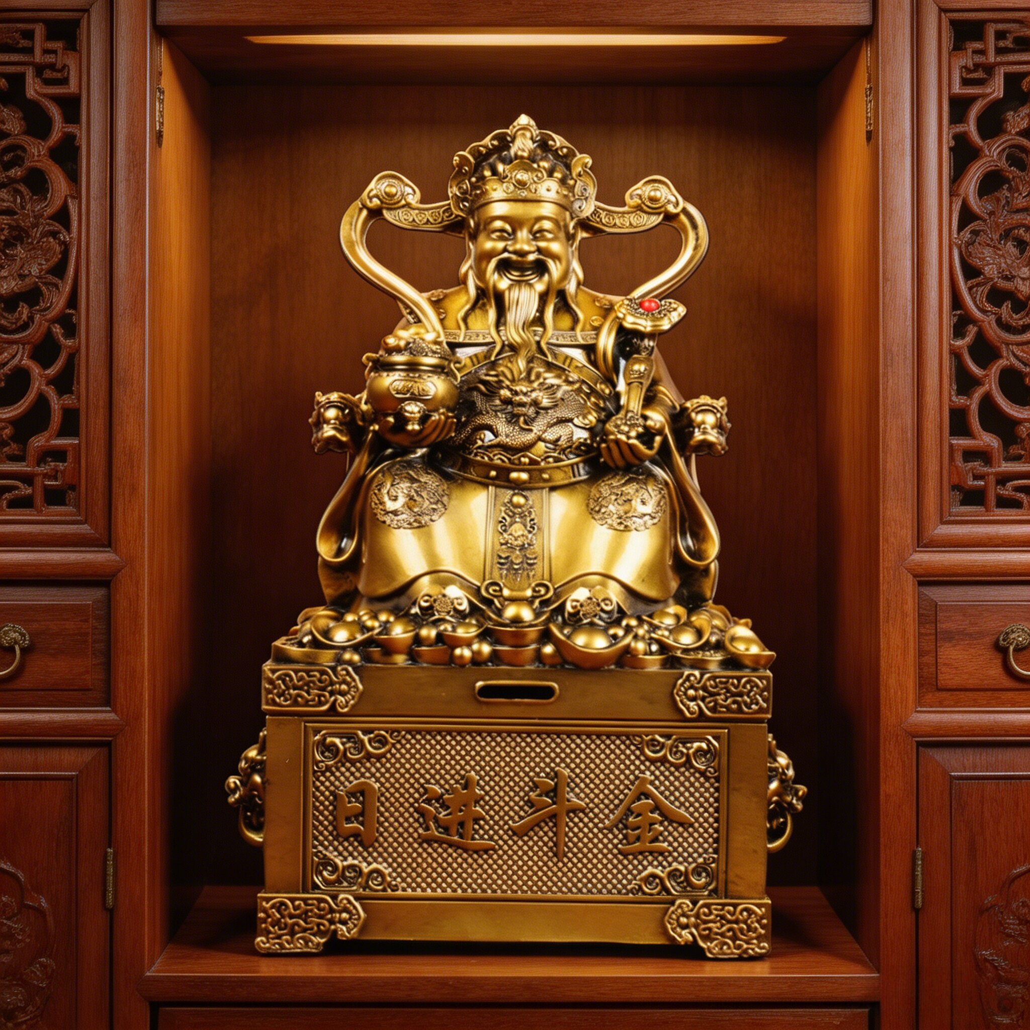 日进斗金财神爷存钱罐桌面供奉财神摆件玄关店铺前台开业乔迁礼物