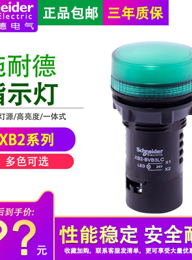 施耐德指示灯220V通用安全电源24V LED小型红绿灯信号灯XB2BVB3LC