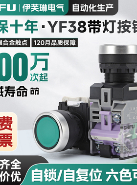 带灯自复位平扭LA38-11D 11DN电源自锁DNZS按钮开关22mm 220V 24V