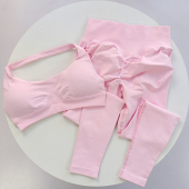 挂脖美背健身套装 热卖 高腰提臀透气训练宽带短款 欧美健身裤