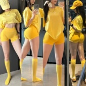 女 弹力跑步速干运动三分裤 DFY平替健身短裤 高腰收腹提臀瑜伽短裤