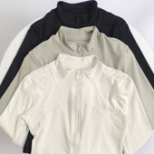 立领运动外套女收腰显瘦速干健身服弹力普拉提瑜伽上衣跑步春秋款