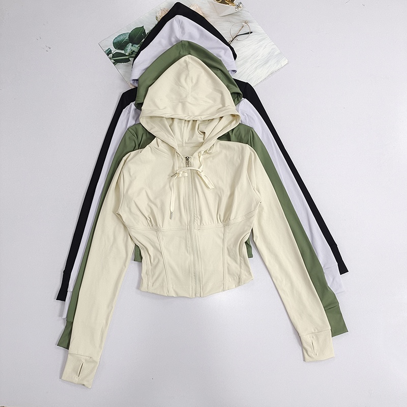 鱼骨拉链运动外套速干瑜伽服连帽