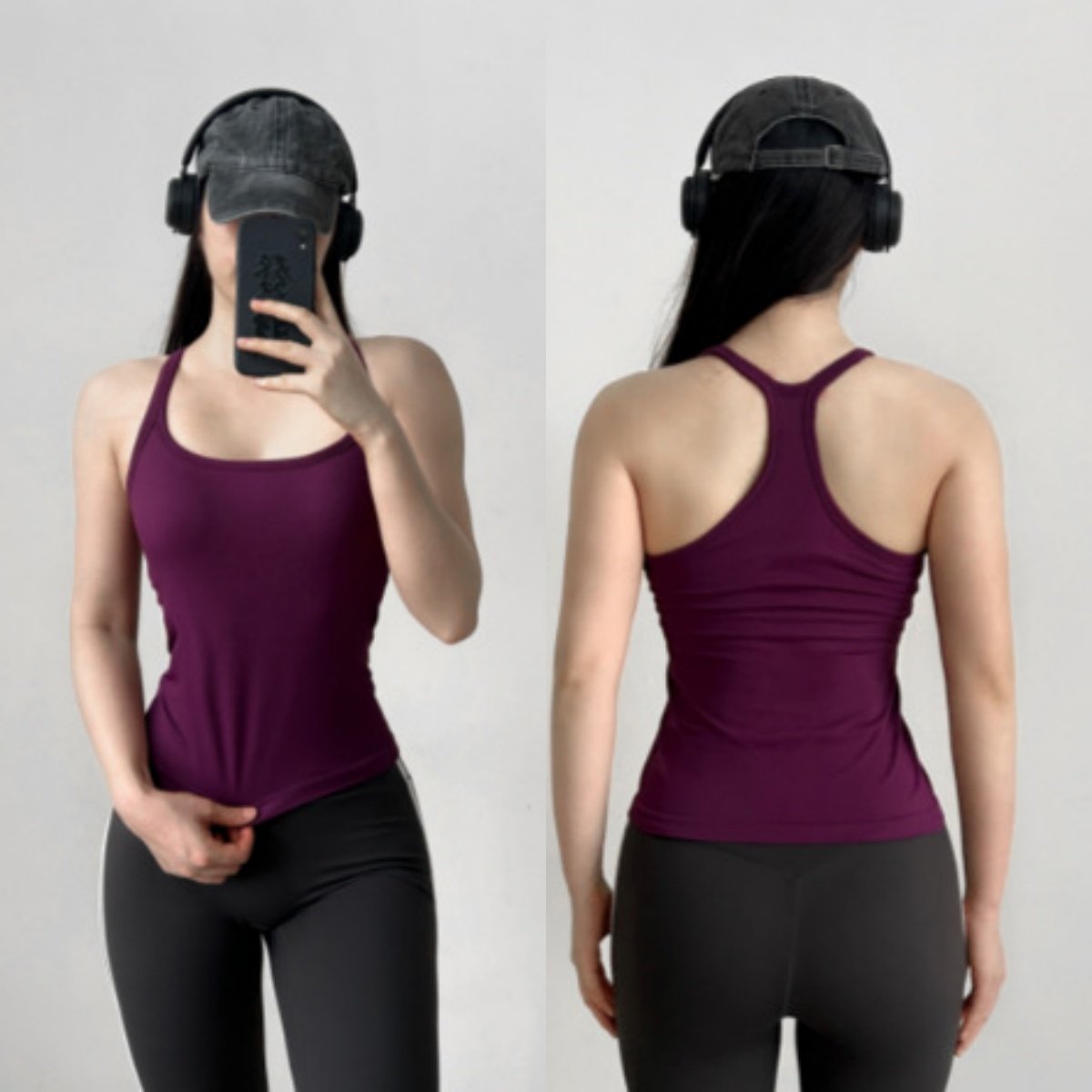 普拉提固定一体杯运动背心内衣美背防震遮副乳轻塑工字瑜伽背心