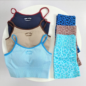 豹纹撞色健身服性感瑜伽美背运动套装 提臀可外穿 高腰撸铁文胸短裤