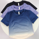 运动T恤百搭跳操健身服上衣修身 渐变色新品 轻薄透气瑜伽服短袖 夏