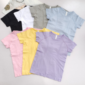 夏季 显瘦短袖 透气排汗健身衣运动T恤跳操 无缝提花修身 瑜伽服新款