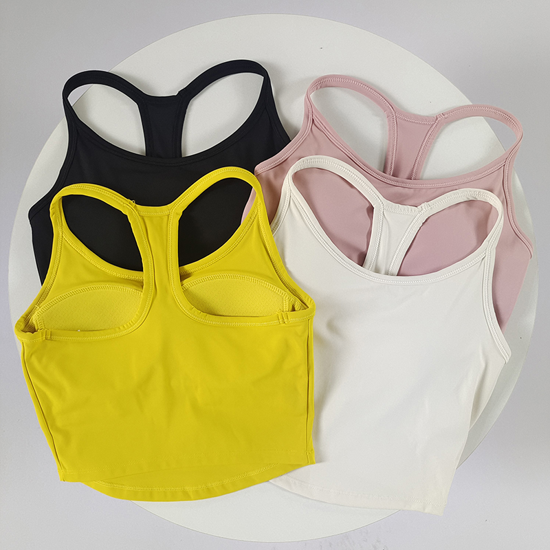 吊带背心一体杯速干文胸健身