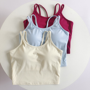 大牌同款 文胸固定杯跑步防震透气运动内衣 双肩带美背瑜伽一体式