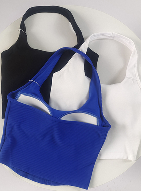 2023新款运动内衣夏季一体杯女防震跑步聚拢文胸挂脖美背健身背心