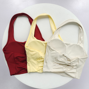 性感双蝴蝶纽结设计挂脖美背大露背健身训练瑜伽背心防震固定杯