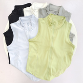 速干健身瑜伽服潮 外穿休闲立领拉链运动背心跑步无袖 马甲女款 夏季