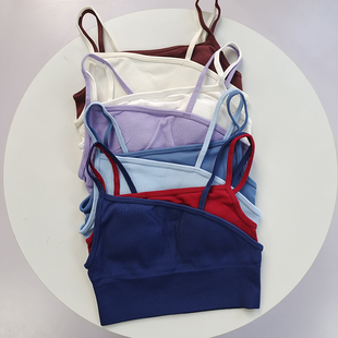 瑜伽背心拼色一体式 胸垫高强度防震运动内衣普拉提健身文胸训练服