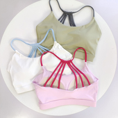 高颜值防震高强度撞色细带美背训练文胸带胸垫健身背心一体杯女